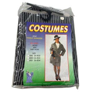 Alexanders Costumes Female Gangster Costume Size Large Black White Pinstripe NEW